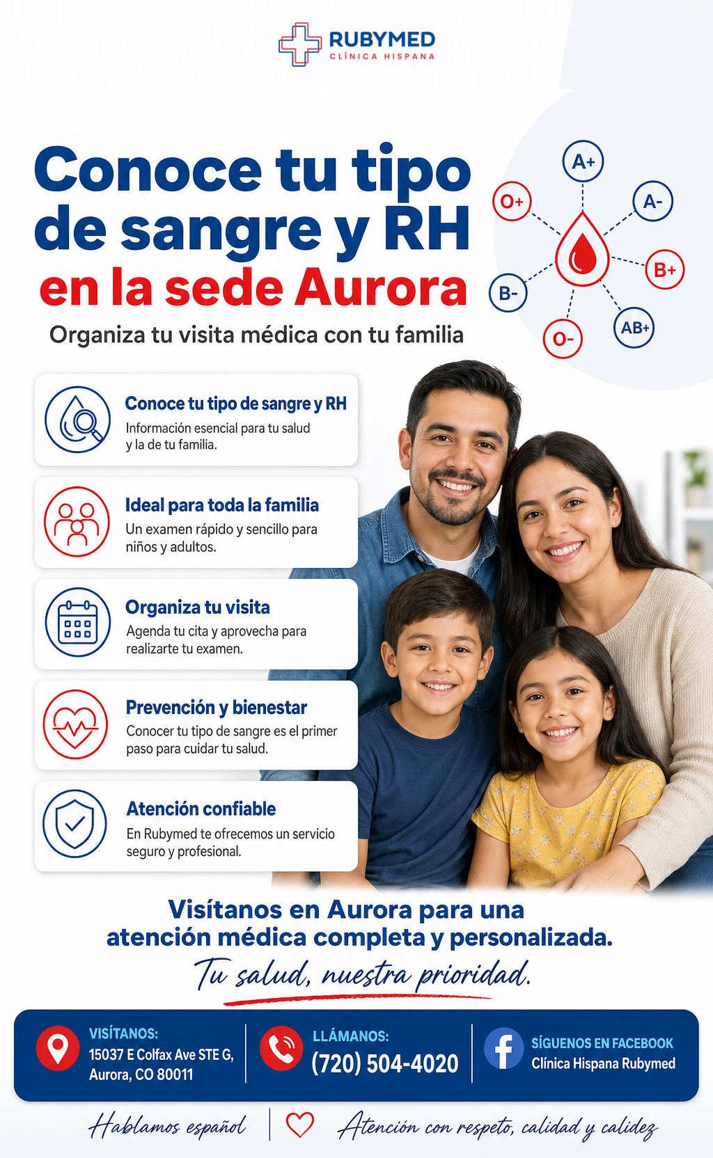 Infografía: ¿Conoces el tipo de sangre de tu familia? Claves para organizar tu visita médica juntos