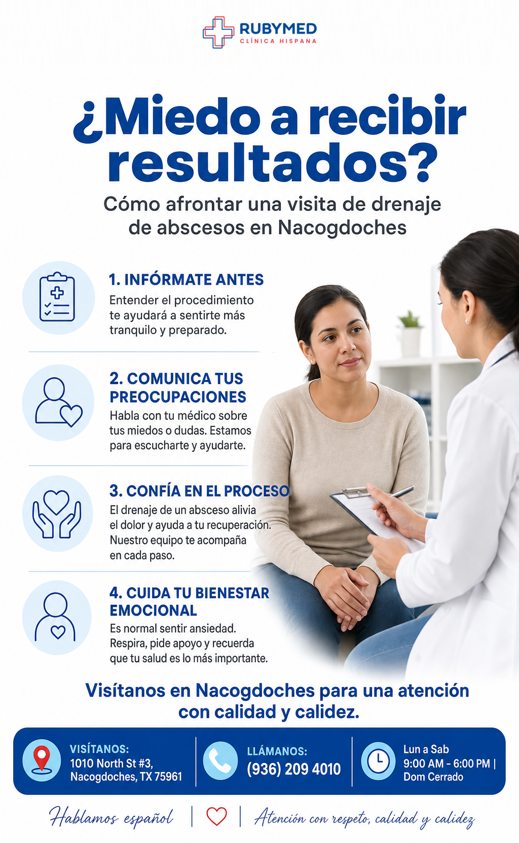 Infografía: ¿Miedo al diagnóstico? Cómo afrontar la ansiedad antes de un drenaje de absceso