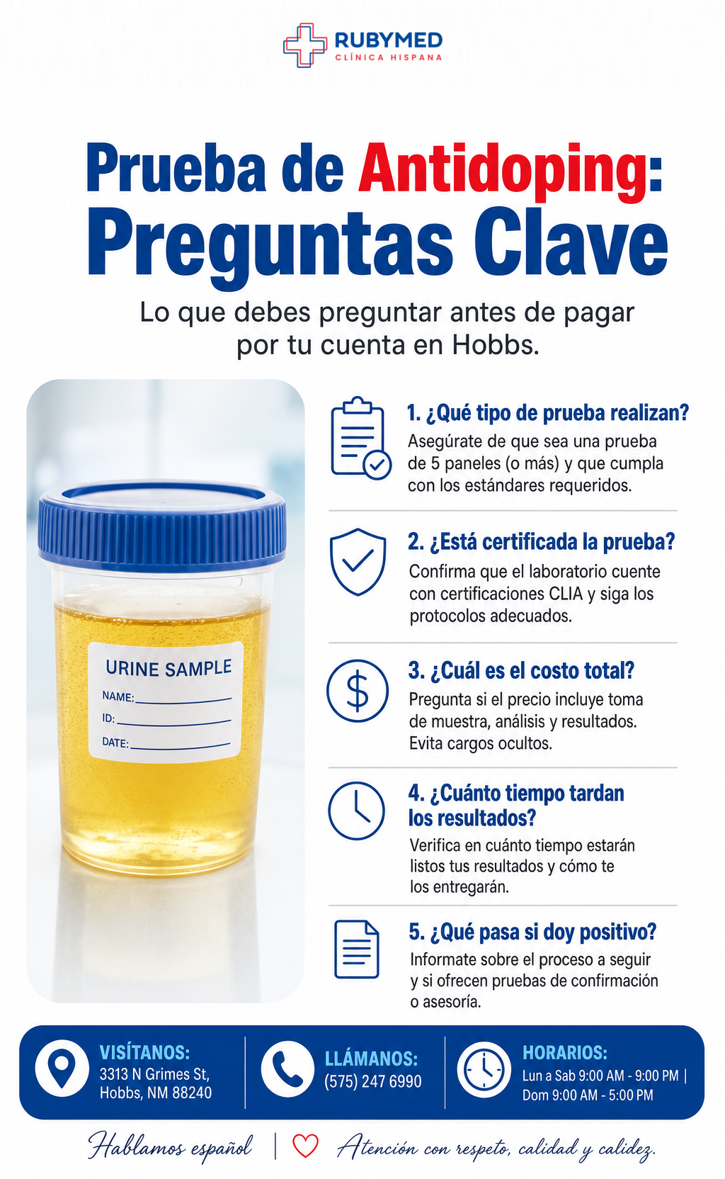 Infografía: ¿Vas a pagar una prueba de antidoping por tu cuenta? Lo que debes preguntar en Hobbs