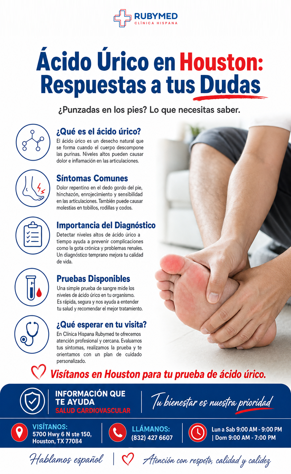 Infografía: ¿Punzadas en los pies? Lo que debes saber antes de hacerte la prueba de ácido úrico