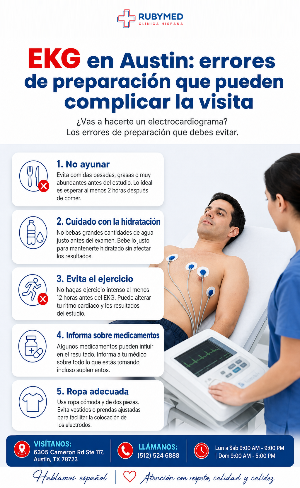 Infografía: ¿Vas a hacerte un electrocardiograma? Los errores de preparación que debes evitar
