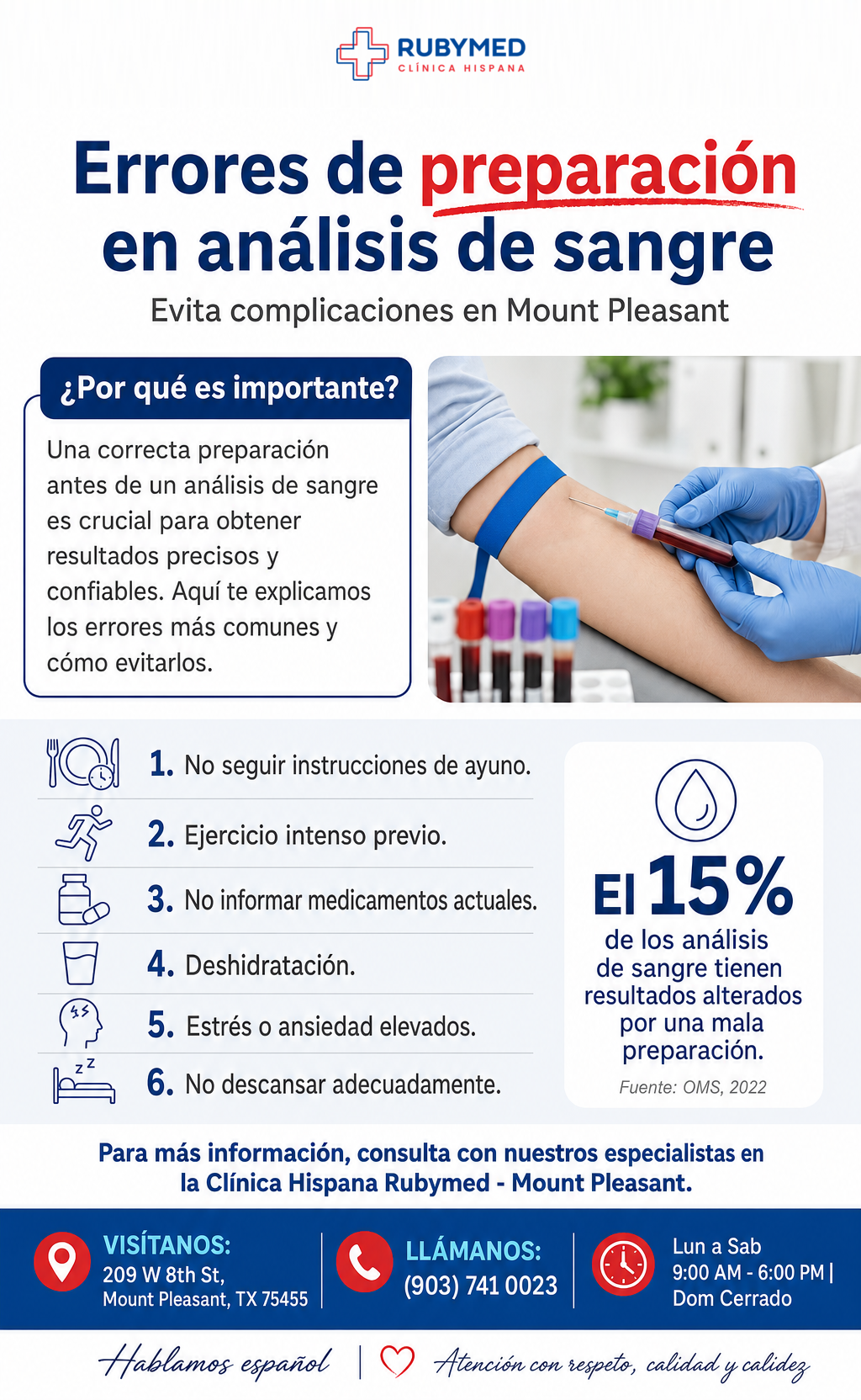 Infografía: ¿Vas a hacerte análisis de sangre? Errores comunes de preparación que alteran tus resultados