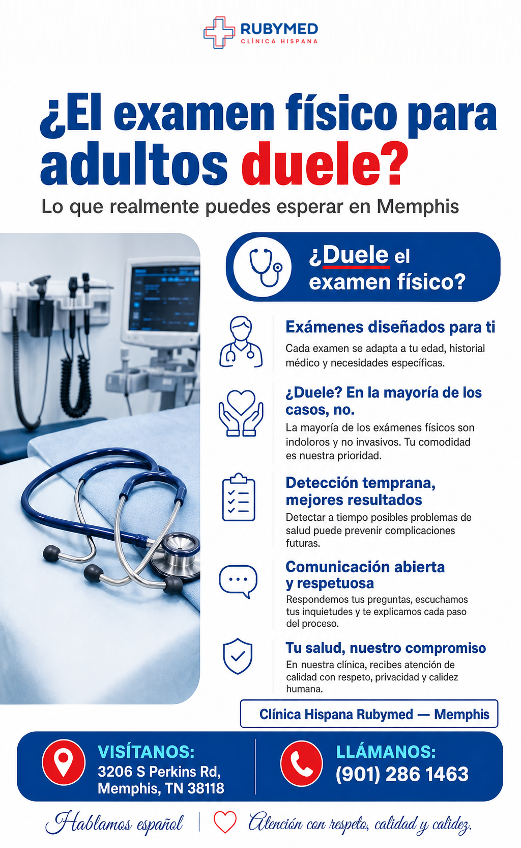 Infografía: ¿Suele doler el examen físico para adultos? Lo que realmente vas a sentir