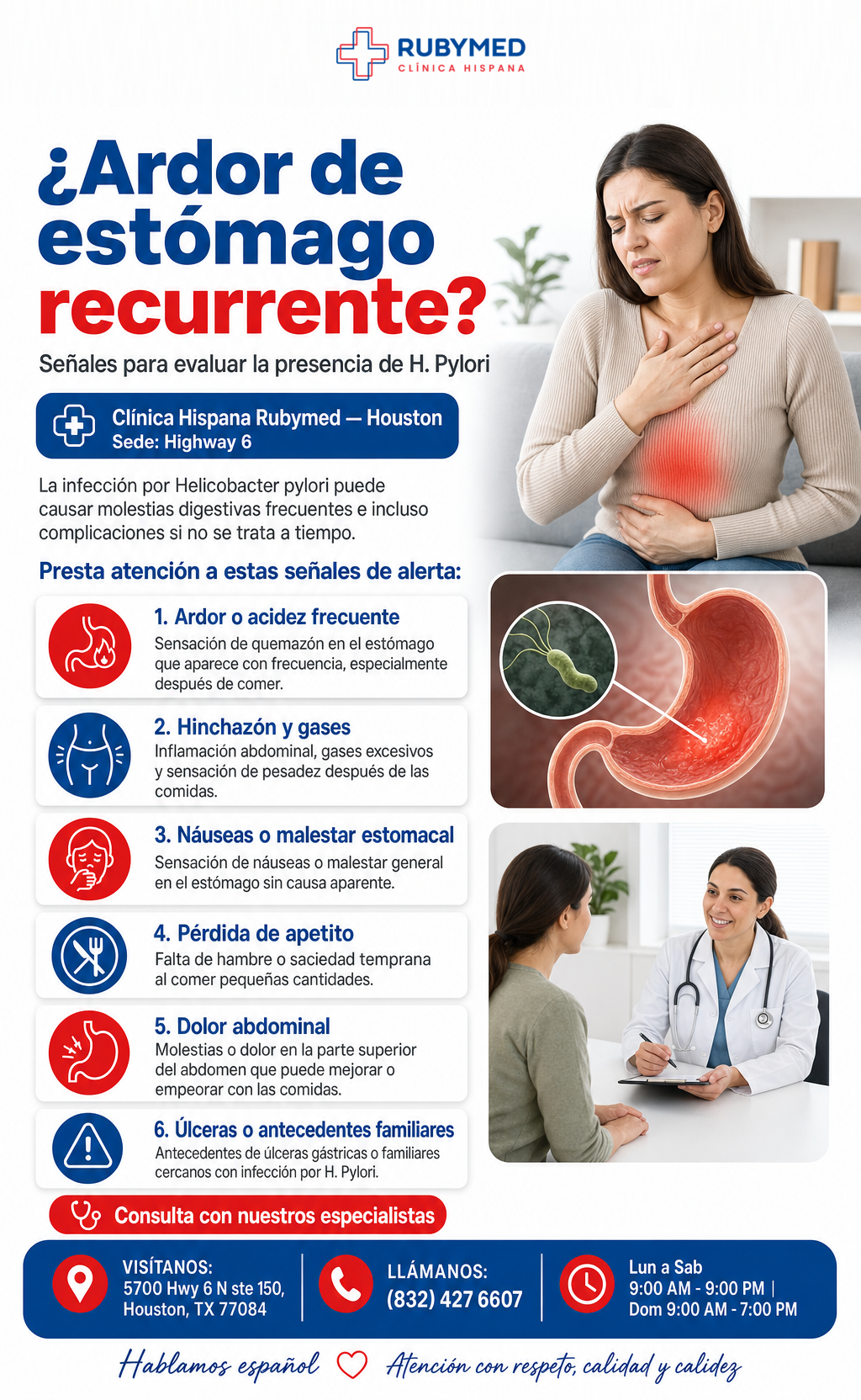 Infografía: ¿Ardor de estómago recurrente? Señales para evaluar la presencia de H. Pylori