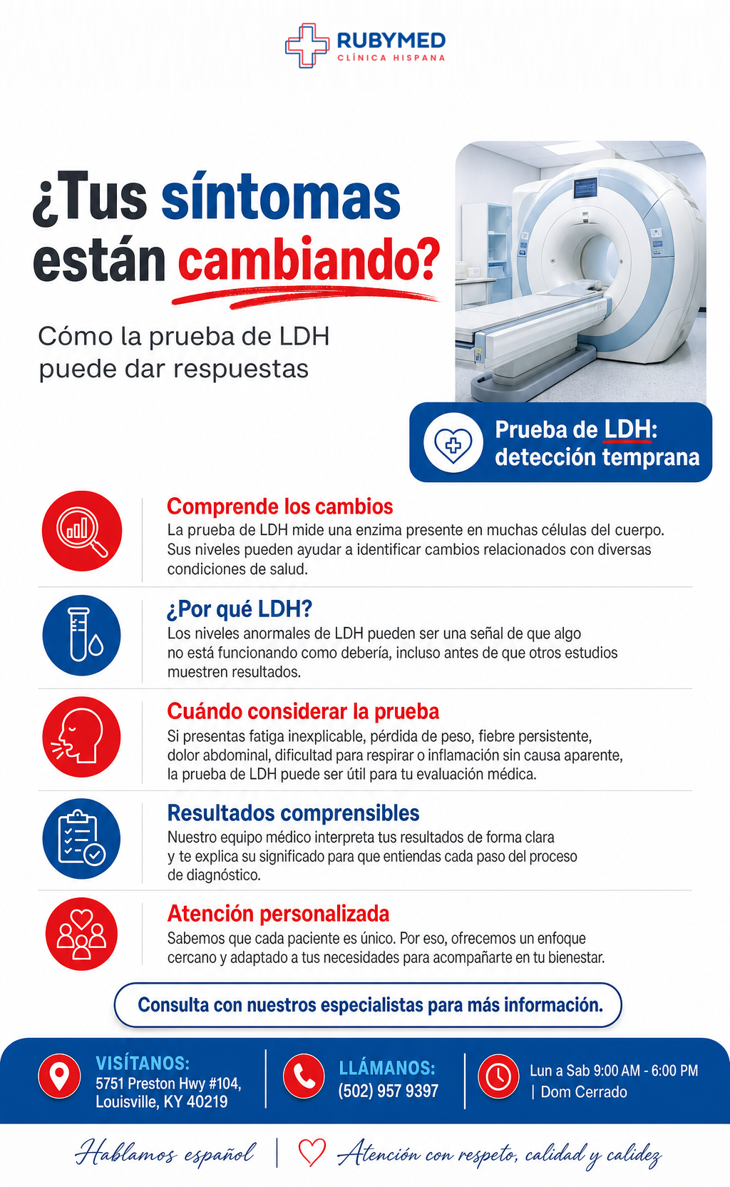 Infografía: ¿Tus síntomas han cambiado o empeorado? Cómo la prueba de LDH puede dar respuestas